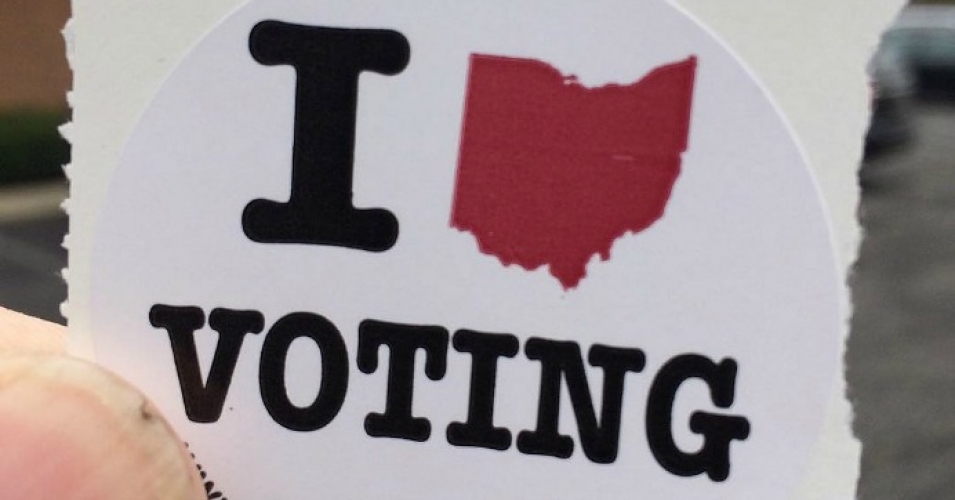 Ohio I Heart Voting sticker